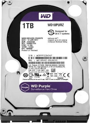 Жесткий диск для видеонаблюдения HDD 1000 GB (1 TB) SATA-III Purple (WD10PURZ)